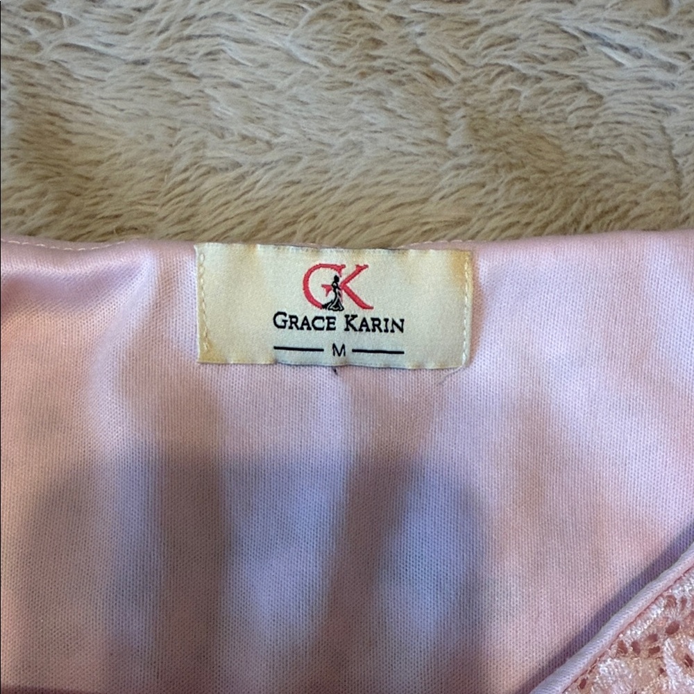 Grace Karin Floral Lace A-Line Skirt in Light Pink - Picture 2 of 4